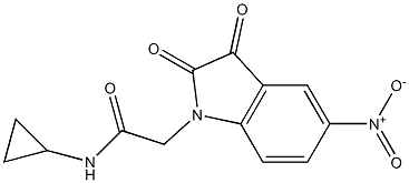 N-cyclopropyl-2-(5-nitro-2,3-dioxo-2,3-dihydro-1H-indol-1-yl)acetamide 구조식 이미지