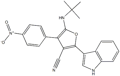 3-Furancarbonitrile,  5-[(1,1-dimethylethyl)amino]-2-(1H-indol-3-yl)-4-(4-nitrophenyl)- 구조식 이미지