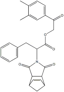 2-(3,4-dimethylphenyl)-2-oxoethyl 2-(3,5-dioxo-4-azatricyclo[5.2.1.0~2,6~]dec-8-en-4-yl)-3-phenylpropanoate 구조식 이미지