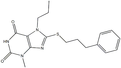 3-methyl-8-[(3-phenylpropyl)sulfanyl]-7-propyl-3,7-dihydro-1H-purine-2,6-dione 구조식 이미지