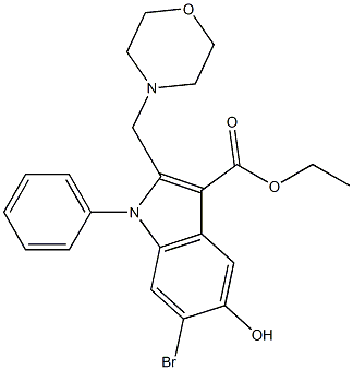 ethyl 6-bromo-5-hydroxy-2-(4-morpholinylmethyl)-1-phenyl-1H-indole-3-carboxylate Structure
