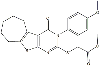 methyl {[3-(4-methoxyphenyl)-4-oxo-3,5,6,7,8,9-hexahydro-4H-cyclohepta[4,5]thieno[2,3-d]pyrimidin-2-yl]sulfanyl}acetate Structure