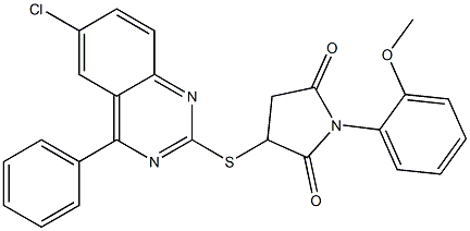 3-[(6-chloro-4-phenyl-2-quinazolinyl)sulfanyl]-1-(2-methoxyphenyl)-2,5-pyrrolidinedione Structure