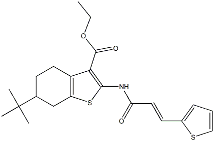 ethyl 6-tert-butyl-2-{[3-(2-thienyl)acryloyl]amino}-4,5,6,7-tetrahydro-1-benzothiophene-3-carboxylate 구조식 이미지