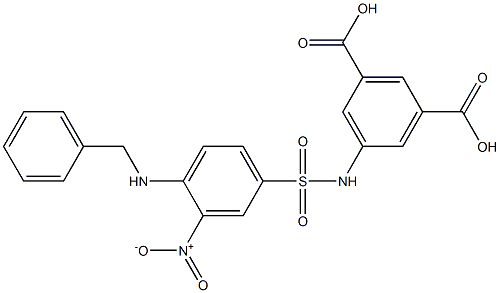 5-[({4-(benzylamino)-3-nitrophenyl}sulfonyl)amino]isophthalic acid 구조식 이미지