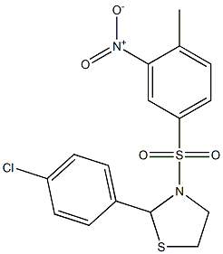 2-(4-chlorophenyl)-3-({3-nitro-4-methylphenyl}sulfonyl)-1,3-thiazolidine Structure