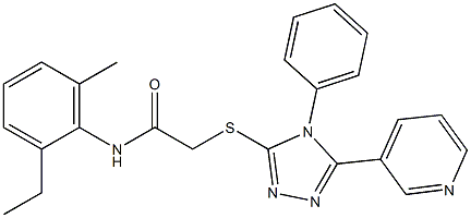 N-(2-ethyl-6-methylphenyl)-2-[(4-phenyl-5-pyridin-3-yl-4H-1,2,4-triazol-3-yl)sulfanyl]acetamide 구조식 이미지