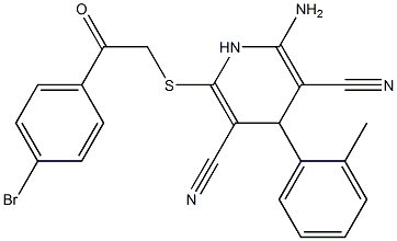 2-amino-6-{[2-(4-bromophenyl)-2-oxoethyl]sulfanyl}-4-(2-methylphenyl)-1,4-dihydropyridine-3,5-dicarbonitrile Structure