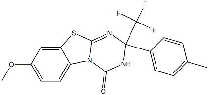 8-methoxy-2-(4-methylphenyl)-2-(trifluoromethyl)-2,3-dihydro-4H-[1,3,5]triazino[2,1-b][1,3]benzothiazol-4-one 구조식 이미지