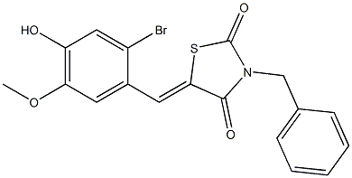 3-benzyl-5-(2-bromo-4-hydroxy-5-methoxybenzylidene)-1,3-thiazolidine-2,4-dione Structure