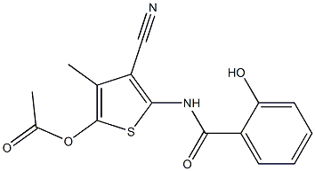 4-cyano-5-[(2-hydroxybenzoyl)amino]-3-methyl-2-thienyl acetate 구조식 이미지