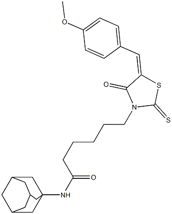 N-(1-adamantyl)-6-[5-(4-methoxybenzylidene)-4-oxo-2-thioxo-1,3-thiazolidin-3-yl]hexanamide Structure