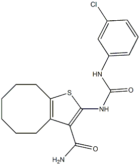 2-{[(3-chloroanilino)carbonyl]amino}-4,5,6,7,8,9-hexahydrocycloocta[b]thiophene-3-carboxamide Structure
