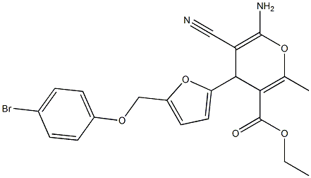 ethyl 6-amino-4-{5-[(4-bromophenoxy)methyl]-2-furyl}-5-cyano-2-methyl-4H-pyran-3-carboxylate 구조식 이미지