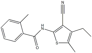 N-(3-cyano-4-ethyl-5-methyl-2-thienyl)-2-methylbenzamide 구조식 이미지