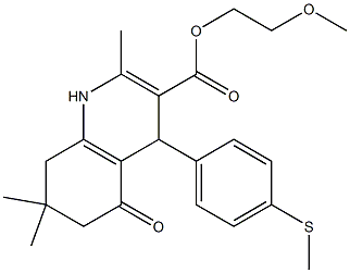 2-methoxyethyl 2,7,7-trimethyl-4-[4-(methylsulfanyl)phenyl]-5-oxo-1,4,5,6,7,8-hexahydro-3-quinolinecarboxylate Structure