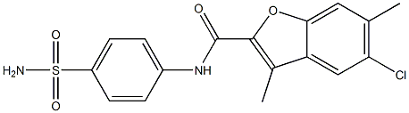 N-[4-(aminosulfonyl)phenyl]-5-chloro-3,6-dimethyl-1-benzofuran-2-carboxamide Structure