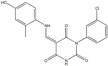 1-(3-chlorophenyl)-5-[(4-hydroxy-2-methylanilino)methylene]-2,4,6(1H,3H,5H)-pyrimidinetrione 구조식 이미지