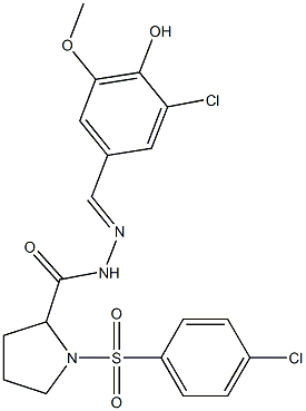 N'-(3-chloro-4-hydroxy-5-methoxybenzylidene)-1-[(4-chlorophenyl)sulfonyl]-2-pyrrolidinecarbohydrazide 구조식 이미지