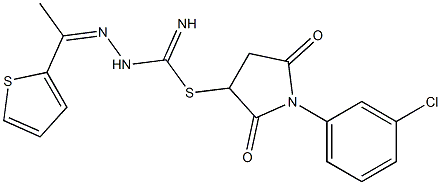 1-(3-chlorophenyl)-2,5-dioxo-3-pyrrolidinyl 2-[1-(2-thienyl)ethylidene]hydrazinecarbimidothioate Structure