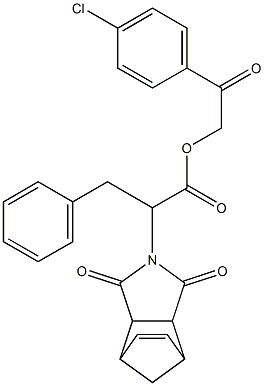 2-(4-chlorophenyl)-2-oxoethyl 2-(3,5-dioxo-4-azatricyclo[5.2.1.0~2,6~]dec-8-en-4-yl)-3-phenylpropanoate Structure