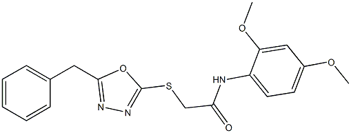 2-[(5-benzyl-1,3,4-oxadiazol-2-yl)sulfanyl]-N-(2,4-dimethoxyphenyl)acetamide Structure