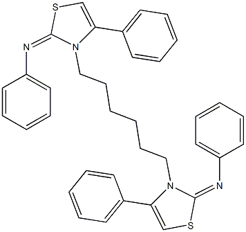 N-phenyl-N-(4-phenyl-3-{6-[4-phenyl-2-(phenylimino)-1,3-thiazol-3-yl]hexyl}-1,3-thiazol-2-ylidene)amine 구조식 이미지