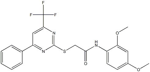 N-(2,4-dimethoxyphenyl)-2-{[4-phenyl-6-(trifluoromethyl)-2-pyrimidinyl]sulfanyl}acetamide 구조식 이미지