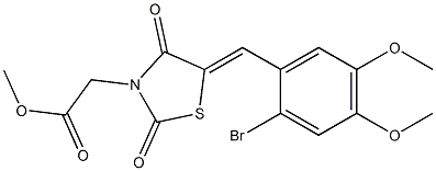 methyl [5-(2-bromo-4,5-dimethoxybenzylidene)-2,4-dioxo-1,3-thiazolidin-3-yl]acetate Structure