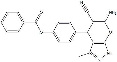 4-(6-amino-5-cyano-3-methyl-1,4-dihydropyrano[2,3-c]pyrazol-4-yl)phenyl benzoate 구조식 이미지