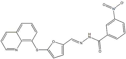 3-nitro-N'-{[5-(8-quinolinylsulfanyl)-2-furyl]methylene}benzohydrazide 구조식 이미지