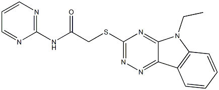 2-[(5-ethyl-5H-[1,2,4]triazino[5,6-b]indol-3-yl)sulfanyl]-N-(2-pyrimidinyl)acetamide Structure