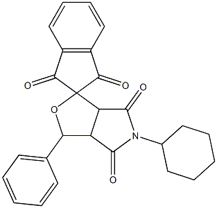 5-cyclohexyl-1',3',4,6-tetraoxo-3-phenylhexahydrospiro(1H-furo[3,4-c]pyrrole-1,2'-[1H]-indene) Structure