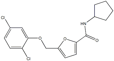 N-cyclopentyl-5-[(2,5-dichlorophenoxy)methyl]-2-furamide 구조식 이미지