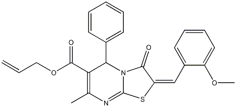 allyl 2-(2-methoxybenzylidene)-7-methyl-3-oxo-5-phenyl-2,3-dihydro-5H-[1,3]thiazolo[3,2-a]pyrimidine-6-carboxylate 구조식 이미지