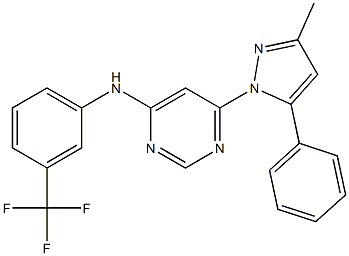 N-[6-(3-methyl-5-phenyl-1H-pyrazol-1-yl)-4-pyrimidinyl]-N-[3-(trifluoromethyl)phenyl]amine Structure