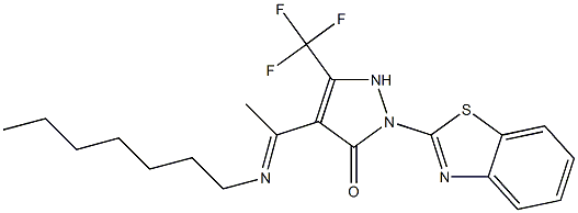 2-(1,3-benzothiazol-2-yl)-4-(N-heptylethanimidoyl)-5-(trifluoromethyl)-1,2-dihydro-3H-pyrazol-3-one 구조식 이미지