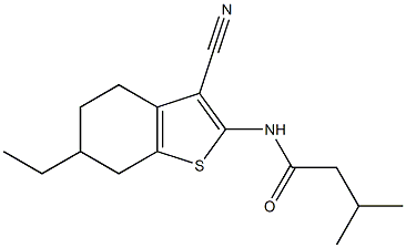 N-(3-cyano-6-ethyl-4,5,6,7-tetrahydro-1-benzothiophen-2-yl)-3-methylbutanamide 구조식 이미지