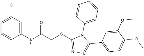 N-(5-chloro-2-methylphenyl)-2-{[5-(3,4-dimethoxyphenyl)-4-phenyl-4H-1,2,4-triazol-3-yl]sulfanyl}acetamide 구조식 이미지