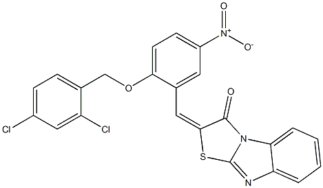 2-{2-[(2,4-dichlorobenzyl)oxy]-5-nitrobenzylidene}[1,3]thiazolo[3,2-a]benzimidazol-3(2H)-one 구조식 이미지