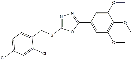 2-{[(2,4-dichlorophenyl)methyl]sulfanyl}-5-[3,4,5-tris(methyloxy)phenyl]-1,3,4-oxadiazole 구조식 이미지