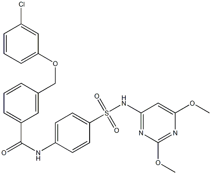 3-[(3-chlorophenoxy)methyl]-N-(4-{[(2,6-dimethoxy-4-pyrimidinyl)amino]sulfonyl}phenyl)benzamide Structure