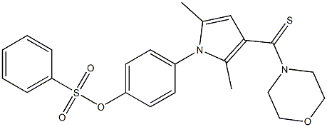 4-[2,5-dimethyl-3-(morpholin-4-ylcarbothioyl)-1H-pyrrol-1-yl]phenyl benzenesulfonate 구조식 이미지