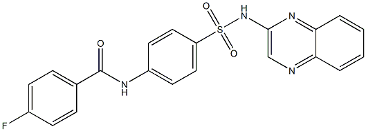 4-fluoro-N-{4-[(2-quinoxalinylamino)sulfonyl]phenyl}benzamide 구조식 이미지