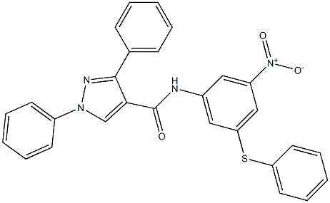 N-[3-nitro-5-(phenylsulfanyl)phenyl]-1,3-diphenyl-1H-pyrazole-4-carboxamide 구조식 이미지