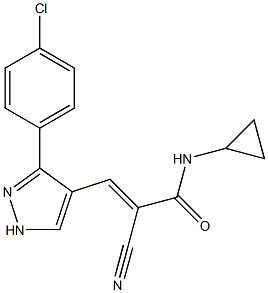 3-[3-(4-chlorophenyl)-1H-pyrazol-4-yl]-2-cyano-N-cyclopropylacrylamide Structure