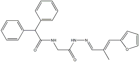 N-(2-{2-[3-(2-furyl)-2-methyl-2-propenylidene]hydrazino}-2-oxoethyl)-2,2-diphenylacetamide 구조식 이미지