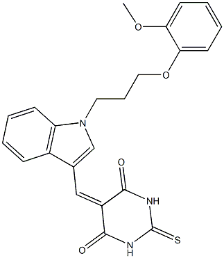 5-({1-[3-(2-methoxyphenoxy)propyl]-1H-indol-3-yl}methylene)-2-thioxodihydro-4,6(1H,5H)-pyrimidinedione 구조식 이미지
