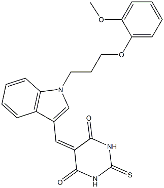 5-({1-[3-(2-methoxyphenoxy)propyl]-1H-indol-3-yl}methylene)-2-thioxodihydro-4,6(1H,5H)-pyrimidinedione Structure