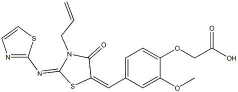 (4-{[3-allyl-4-oxo-2-(1,3-thiazol-2-ylimino)-1,3-thiazolidin-5-ylidene]methyl}-2-methoxyphenoxy)acetic acid Structure